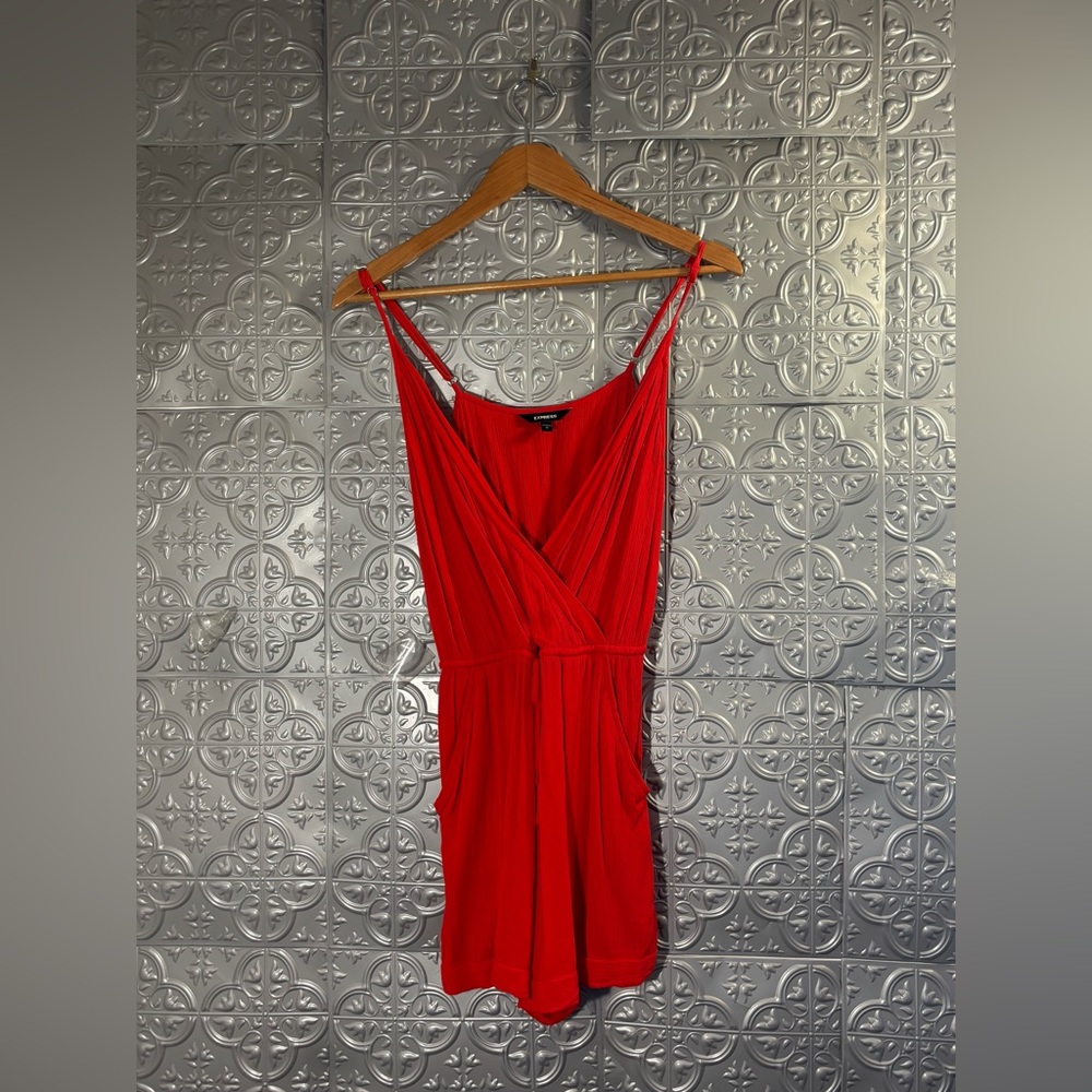 Express Cherry Red Romper, size small spring summer vacation resort wear beach